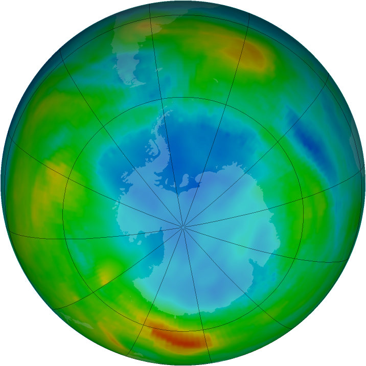 Antarctic ozone map for 05 August 1987